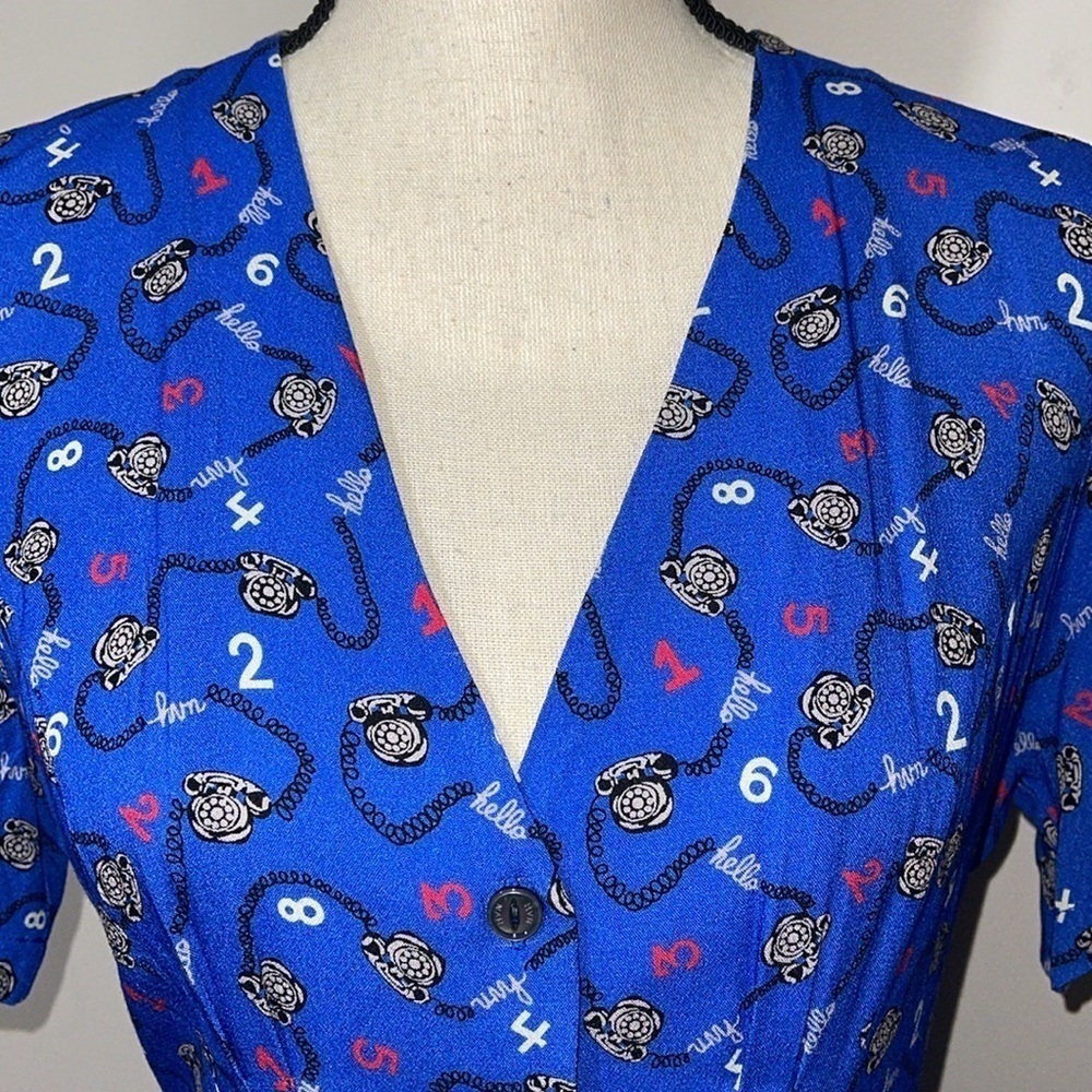 Rare Hvn Rosemary Short Sleeve Tie Waist Dress In Blue Telephone Size 8 — image 8 of 8